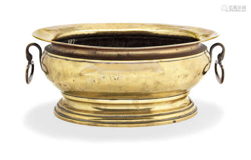 A late 17th/early 18th century sheet and cast brass, and copper, wine cistern, Dutch, circa 1700