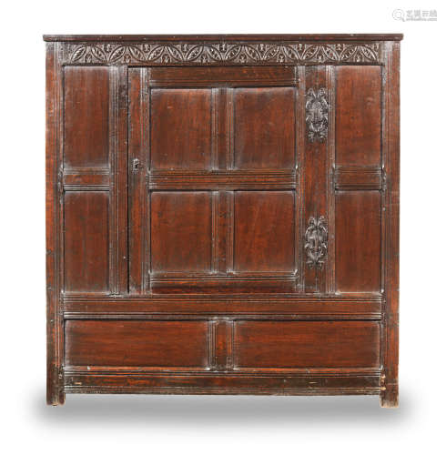 A Charles I joined oak livery cupboard, West Country, circa 1640