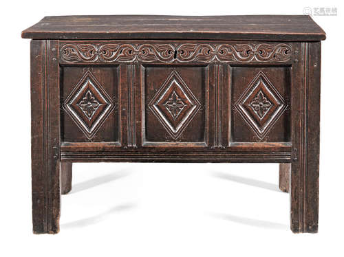 A good Charles II joined oak coffer, North Country, circa 1660