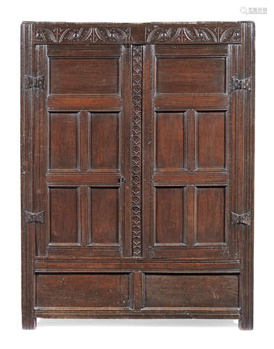 A Charles I joined oak livery cupboard, Devon, circa 1640