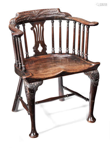 A George III mahogany low-back Windsor armchair, probably Irish, circa 1760