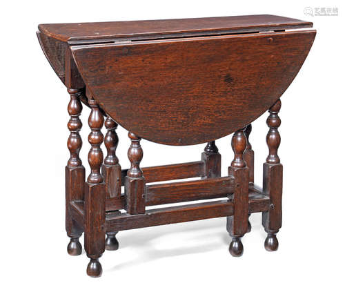 A William & Mary joined oak gateleg occasional table, circa 1690