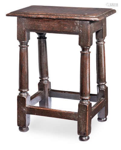 A mid-17th century oak joint stool, English, circa 1650