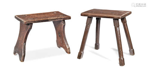 Two oak stools, child or fire-side, West Country, circa 1820-50