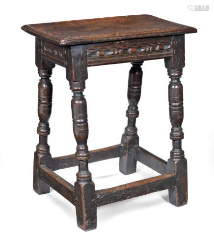 A Charles I oak joint stool, circa 1630-40