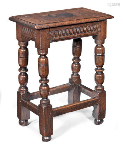 A Charles I oak joint stool, West Country, circa 1630-40