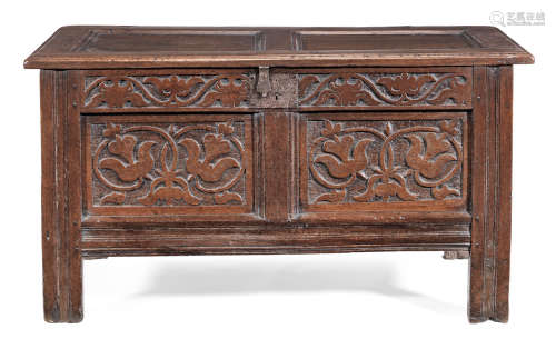 A Charles II joined oak coffer, North Country, circa 1670