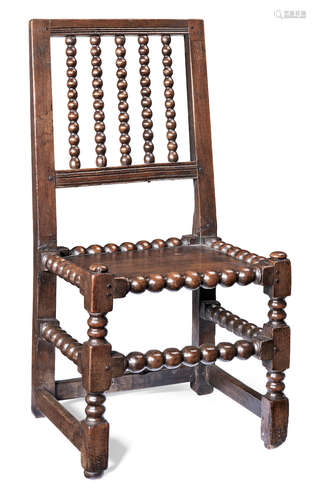 A Charles II joined oak spindle-back chair, circa 1680