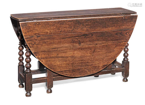 A Charles II joined oak gateleg dining table, circa 1680