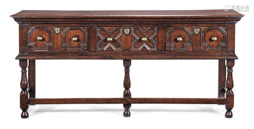 A Charles II joined oak dresser base, circa 1680