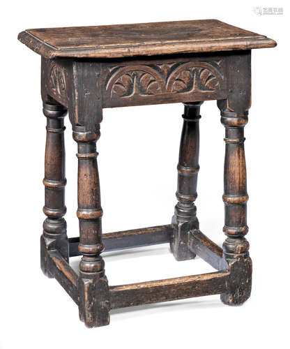 A Charles II oak joint stool, circa 1660