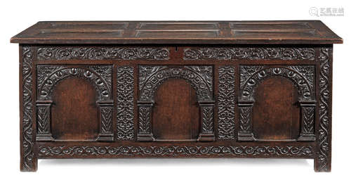 A Charles I joined oak coffer, West Country, circa 1640