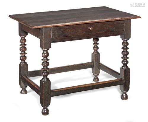 A Charles II joined oak side table, circa 1660