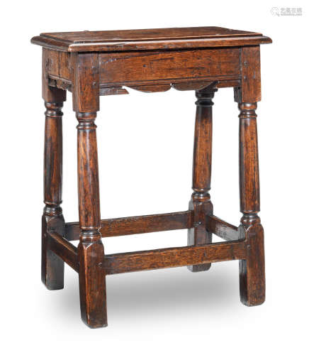 A Charles II oak joint stool, circa 1660