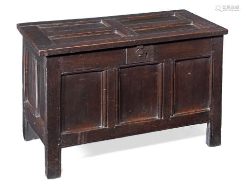 A small mid-17th century joined oak coffer, English, circa 1650