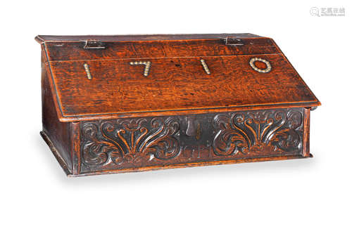 A boarded oak desk box, Yorkshire, circa 1700