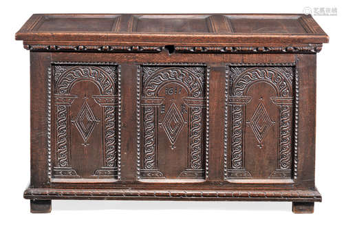 A James I joined oak coffer, West Country, dated 1615