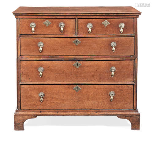 A George I joined oak chest of drawers, circa 1720