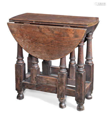 A Charles II joined oak gateleg occasional table, circa 1680 and later