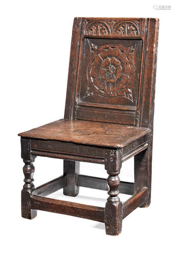 A Charles I joined oak child's chair, circa 1640