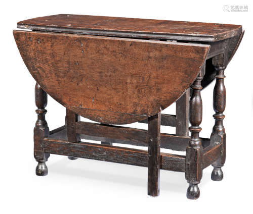 A William & Mary low-constructed joined oak gateleg occasional table, circa 1690