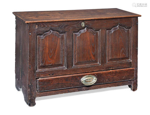 A George II/III joined and boarded oak coffor bach, Welsh, circa 1740-80