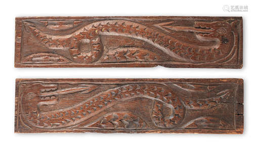 A pair of Charles II carved rails, circa 1670