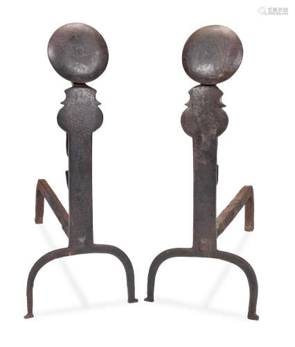 A pair of wrought and cast iron spit-dogs