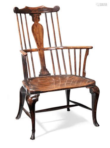 A rare and large George III cherry-wood, ash and elm comb-back Windsor armchair, Thames Valley, circa 1770