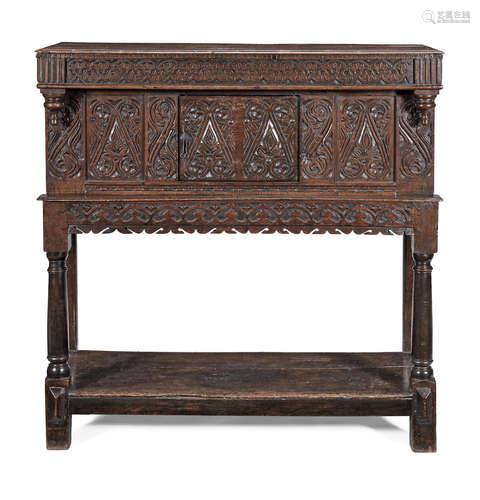 Am unusual Charles II joined oak standing livery cupboard, West Country, circa 1660