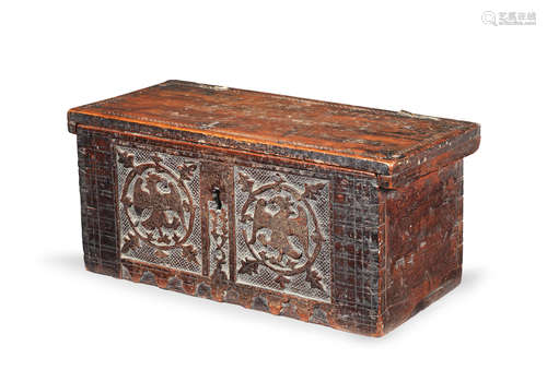 A 16th century carved and boarded cedar casket, Venice