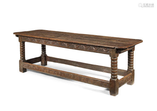 A 17th century joined oak refectory-type table, circa 1660