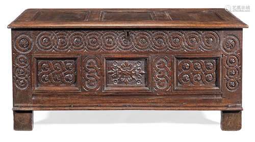 A Charles I joined oak coffer, West Country, circa 1640