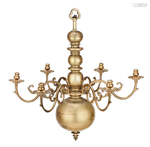 A late 17th/early 18th century brass chandelier, German/Dutch, circa 1700 and later