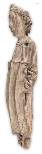 A rare last half of the 15th century carved oak roof angel fragment, East Anglia, circa 1450-1500