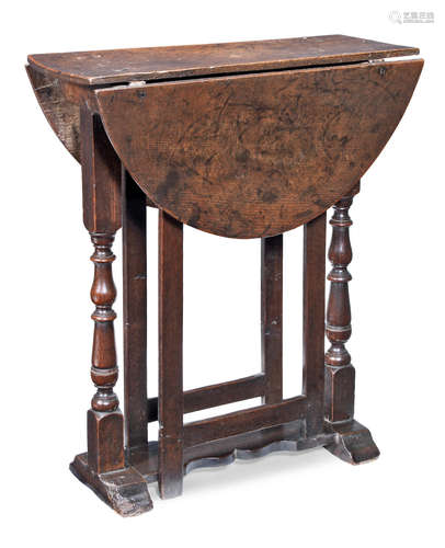 A Charles II joined oak gateleg occasional table, circa 1680