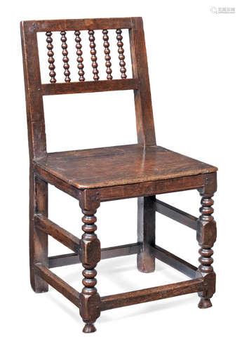 A William & Mary joined oak spindle-back chair, North Country, circa 1690