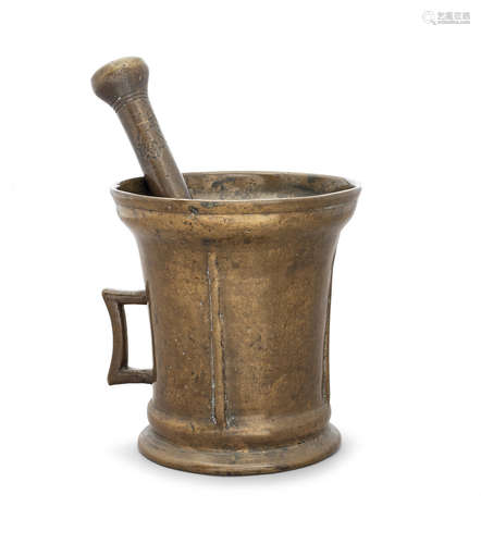 A 15th century leaded bronze single-handled mortar, German