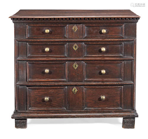 A late 17th/early 18th century joined oak chest of drawers, English, circa 1680-1700