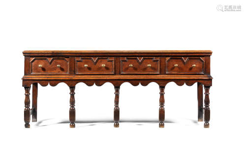 A William & Mary joined oak open low dresser, circa 1700