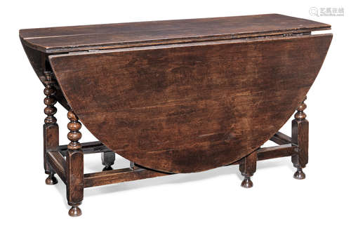 A Charles II joined oak gateleg dining table, circa 1680