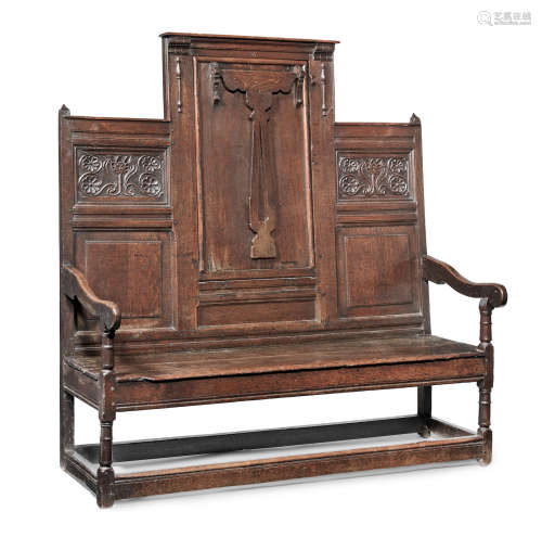 A rare and documented Charles II joined oak table-settle, Lancashire, circa 1670