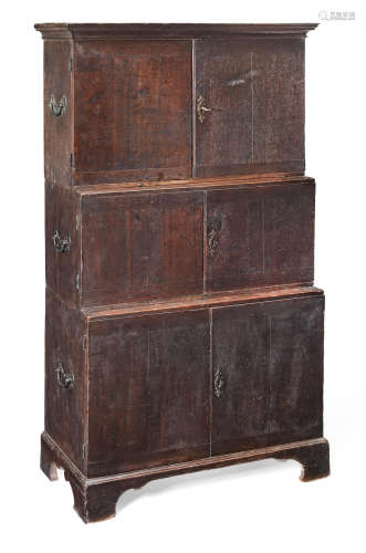 An unusual George II oak stacking clerks' cabinets, circa 1740