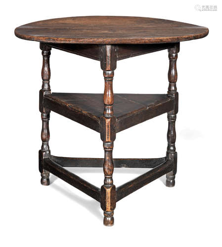 A Joined oak cricket-type table, English, circa 1700