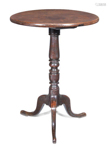 A George III elm and oak tripod occasional table, circa 1790