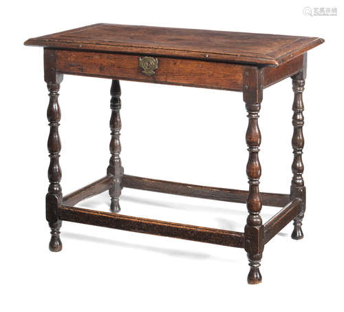 A small William & Mary joined elm and oak centre table, circa 1690