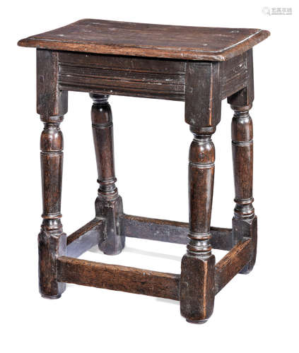 A Charles I oak joint stool, circa 1640