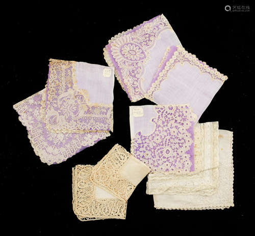 A late 19th century lawn handkerchief with Brussels point de gaze needlelace border