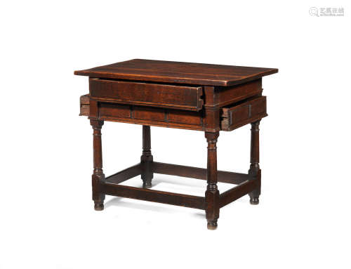 An unusual Charles II joined oak side or 'rent' table, circa 1680