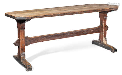 An early 19th century elm, oak and pine tavern-type table, English, circa 1800-30